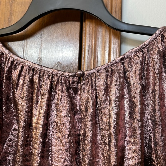 LANE BRYANT NWT Sz 14/16 Swing Satin Boatneck Blouse Festive Metallic Rose Pink - Picture 11 of 12